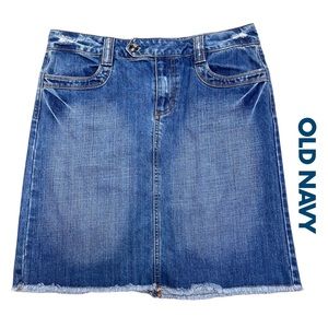 Vintage Mini Jean Skirt, Distressed Blue Denim Low Rise, Sz 8/M Unworn/Pristine.